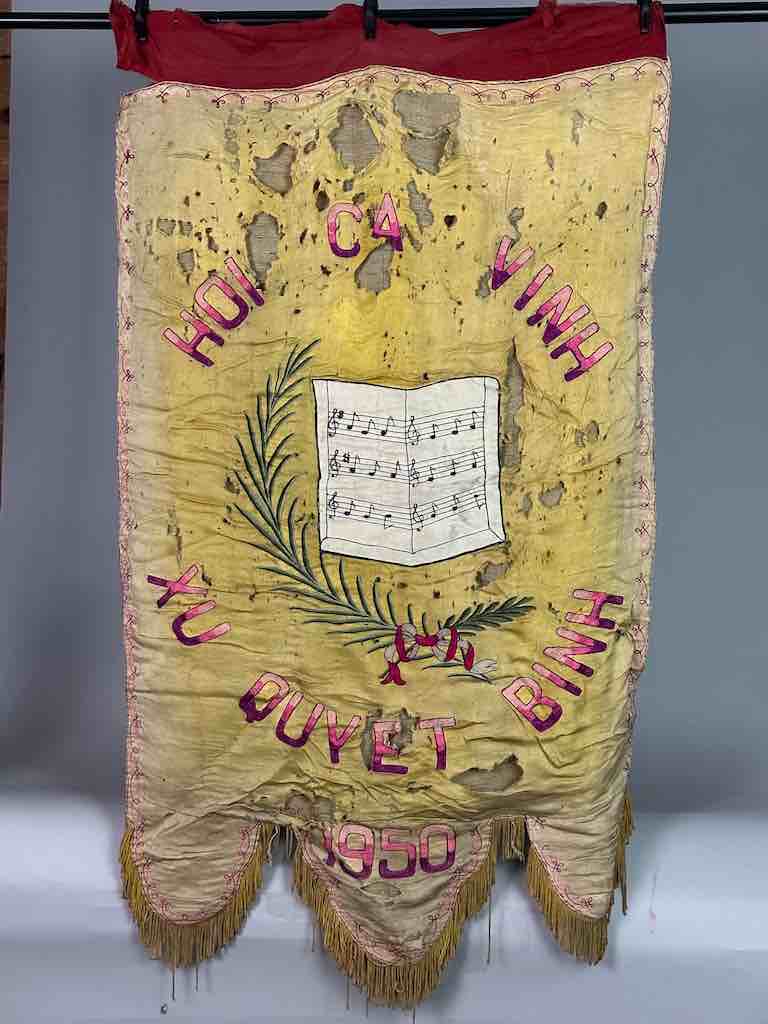 Antique Vietnamese Catholic Saint Joseph Banner Authentic Ecclesiastical Cloth