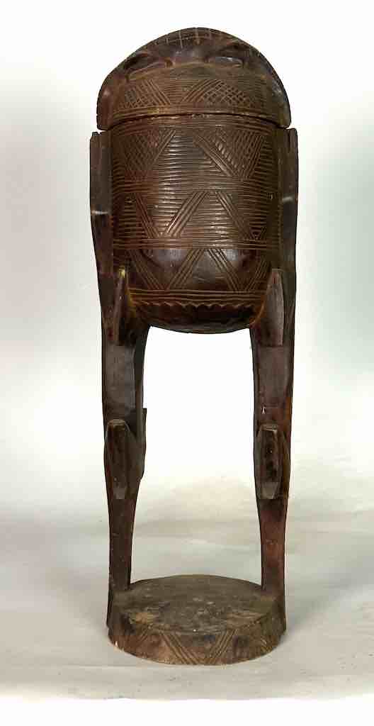 Tall Wooden Crocodile Motif Ritual Container from Mali, Africa | 24"