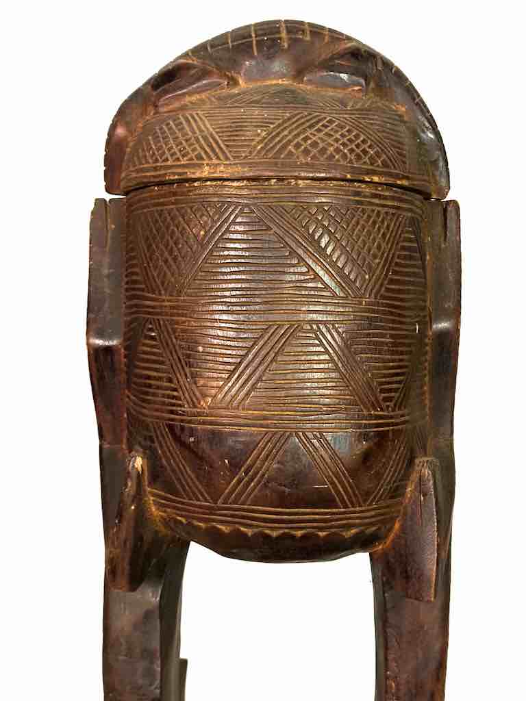 Tall Wooden Crocodile Motif Ritual Container from Mali, Africa | 24"