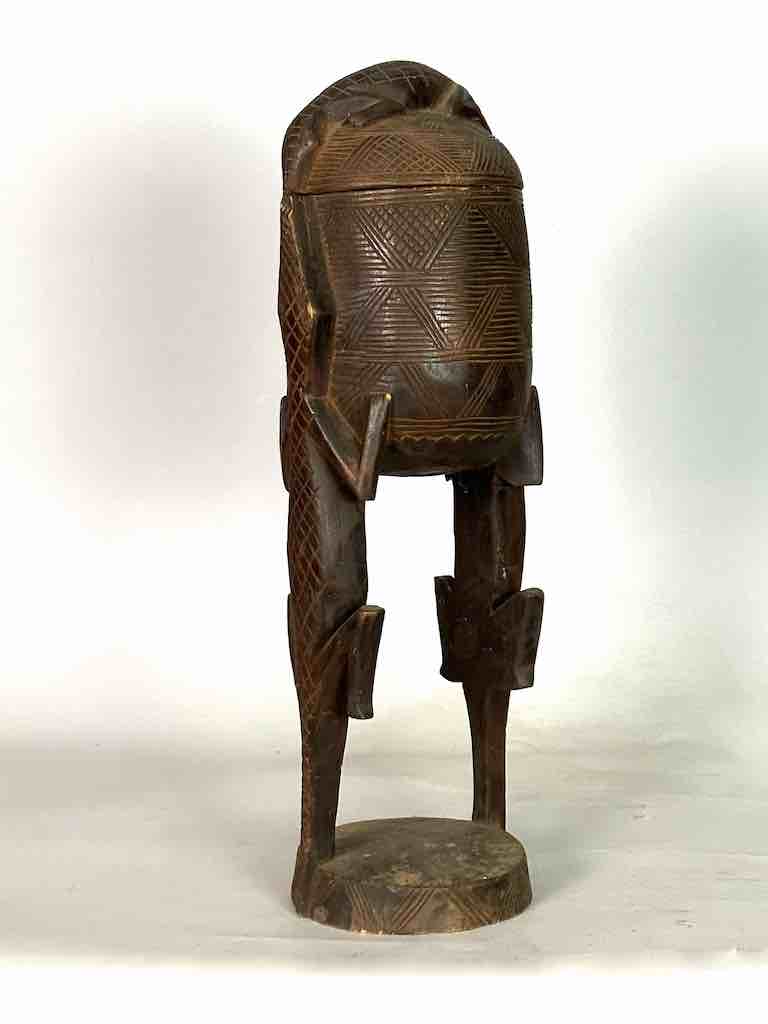 Tall Wooden Crocodile Motif Ritual Container from Mali, Africa | 24"