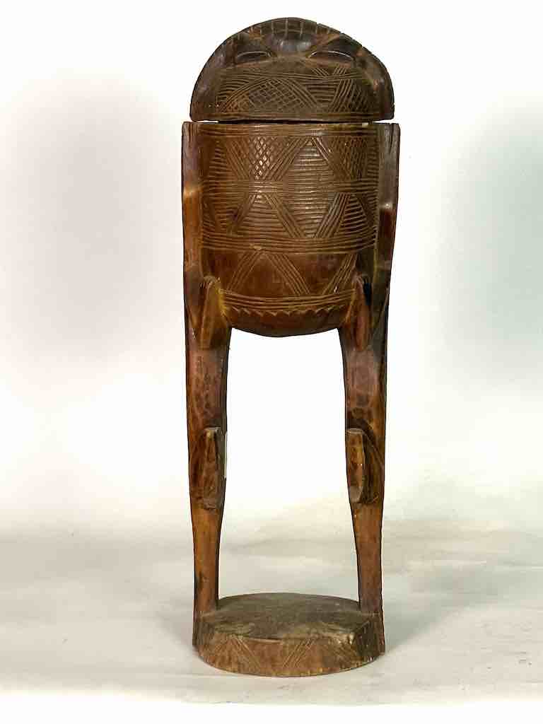 Tall Wooden Crocodile Motif Ritual Container from Mali, Africa | 24"