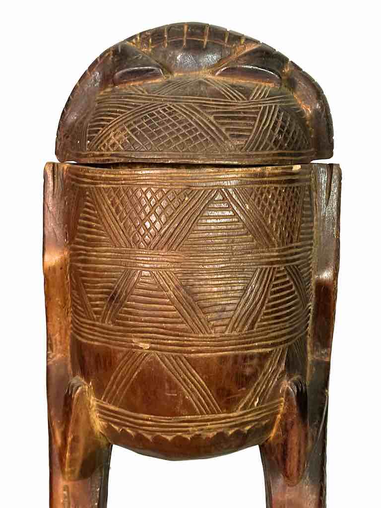 Tall Wooden Crocodile Motif Ritual Container from Mali, Africa | 24"