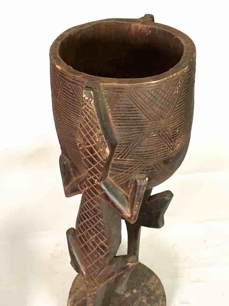 Tall Wooden Crocodile Motif Ritual Container from Mali, Africa | 24"