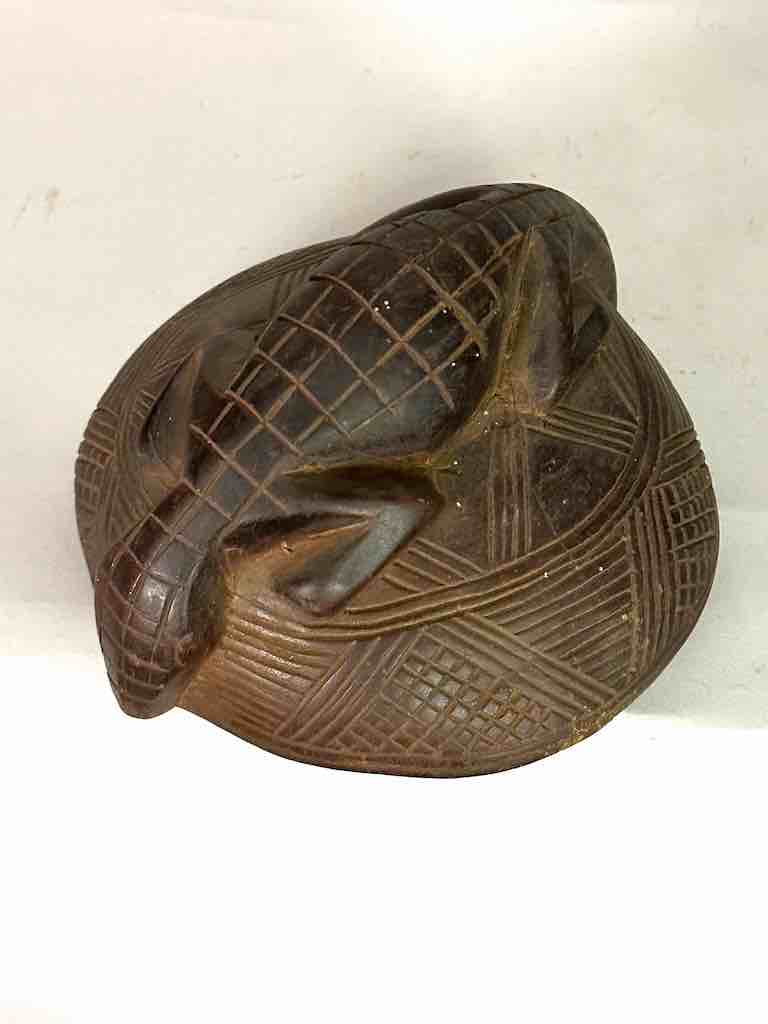 Tall Wooden Crocodile Motif Ritual Container from Mali, Africa | 24"