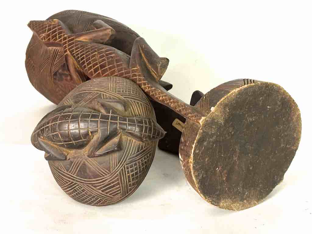 Tall Wooden Crocodile Motif Ritual Container from Mali, Africa | 24"