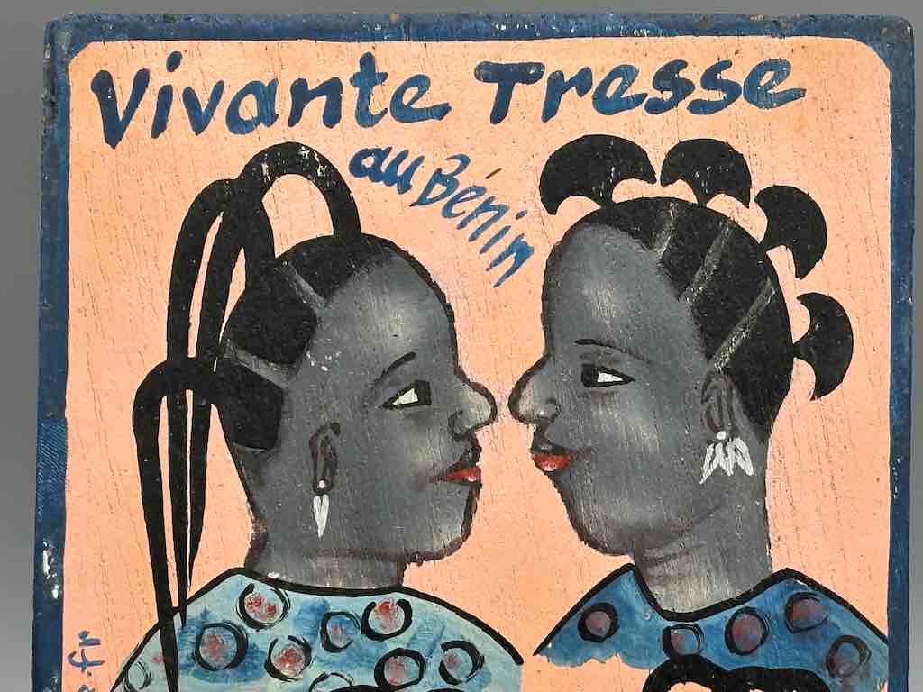 Original Small Beauty Salon Sign Painting on Wood from Benin