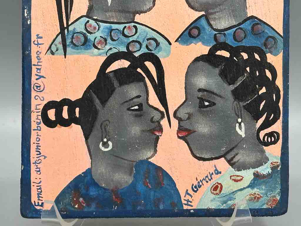 Original Small Beauty Salon Sign Painting on Wood from Benin
