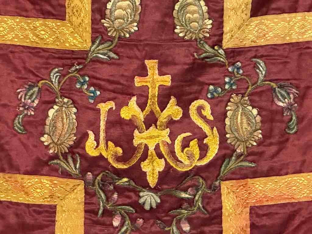 Antique Vietnamese Catholic IHS Design Chasuble Authentic Ecclesiastical Garment