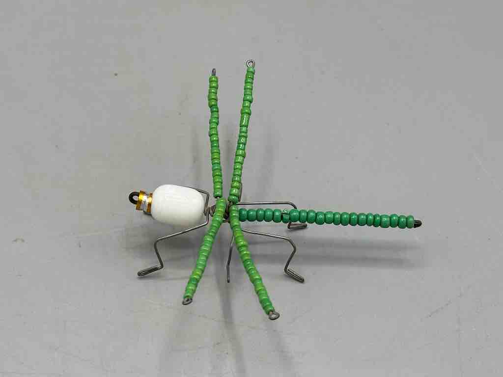 Beaded Wire Decor African Small Green Wing Dragonfly Insect