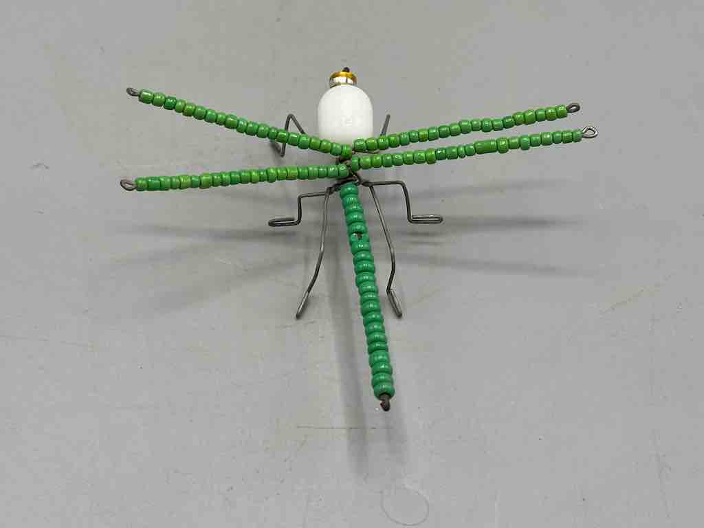 Beaded Wire Decor African Small Green Wing Dragonfly Insect