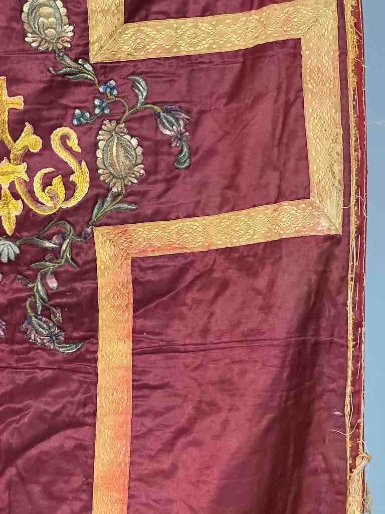 Antique Vietnamese Catholic IHS Design Chasuble Authentic Ecclesiastical Garment