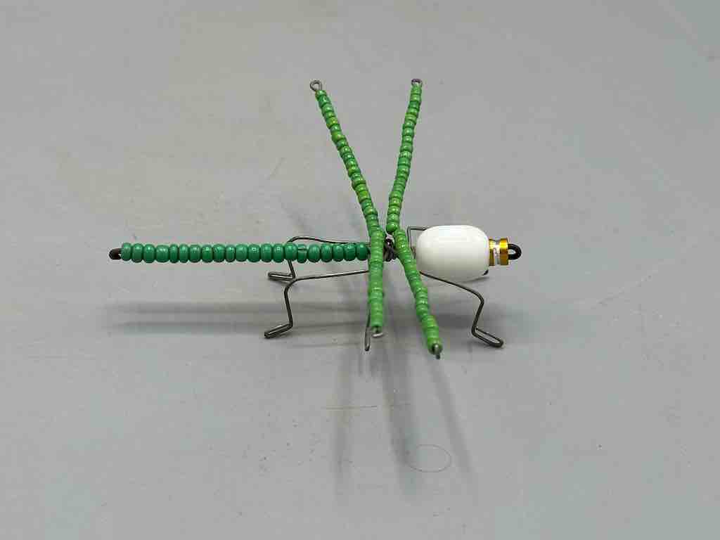 Beaded Wire Decor African Small Green Wing Dragonfly Insect