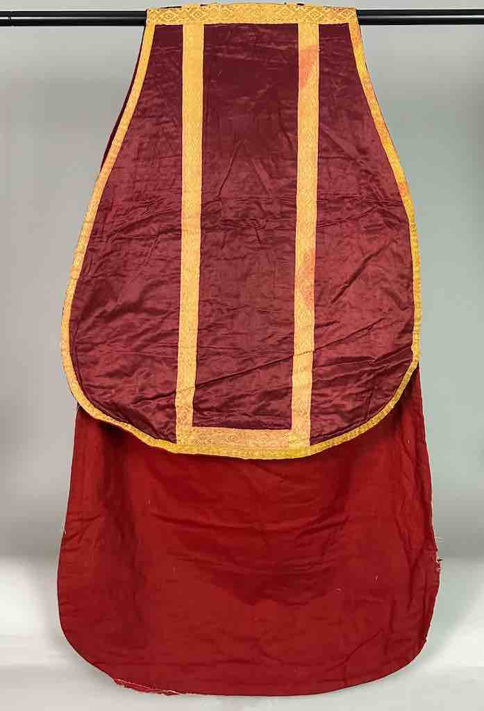 Antique Vietnamese Catholic IHS Design Chasuble Authentic Ecclesiastical Garment