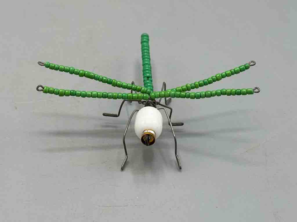 Beaded Wire Decor African Small Green Wing Dragonfly Insect