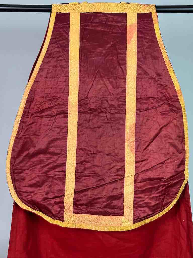 Antique Vietnamese Catholic IHS Design Chasuble Authentic Ecclesiastical Garment