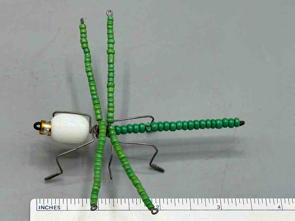 Beaded Wire Decor African Small Green Wing Dragonfly Insect