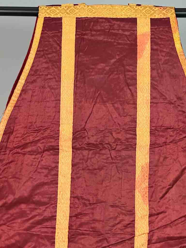 Antique Vietnamese Catholic IHS Design Chasuble Authentic Ecclesiastical Garment