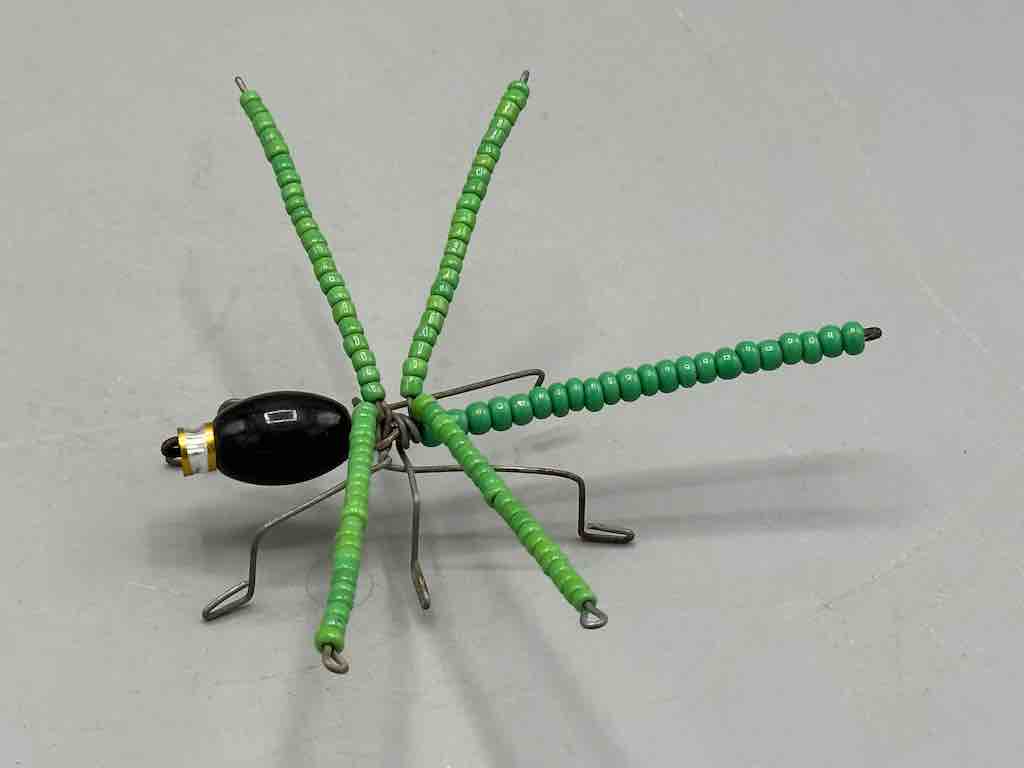 Beaded Wire Decor African Small Green Wing Dragonfly Insect