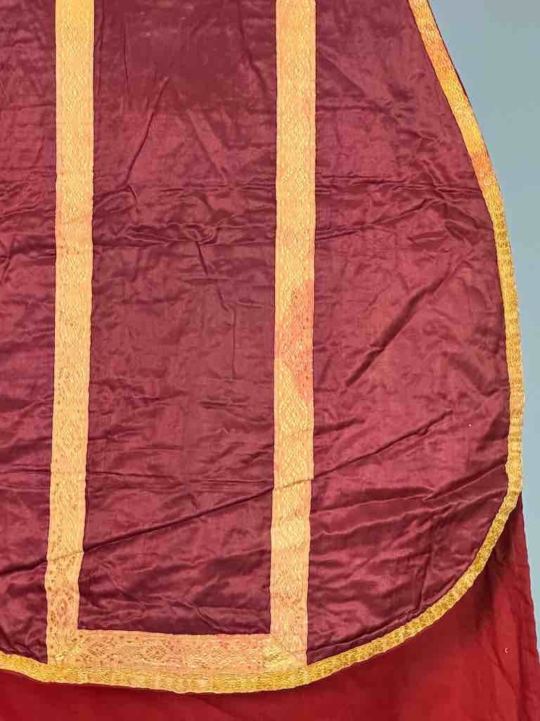 Antique Vietnamese Catholic IHS Design Chasuble Authentic Ecclesiastical Garment
