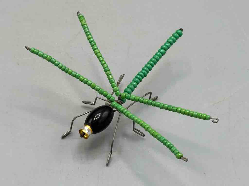 Beaded Wire Decor African Small Green Wing Dragonfly Insect