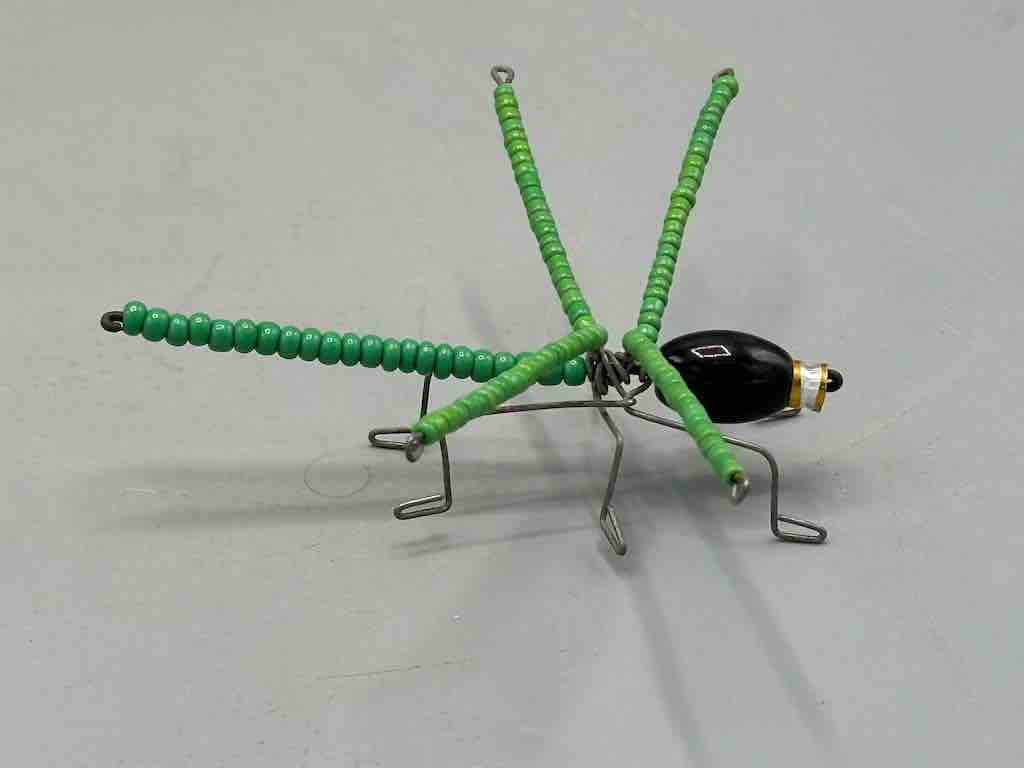 Beaded Wire Decor African Small Green Wing Dragonfly Insect
