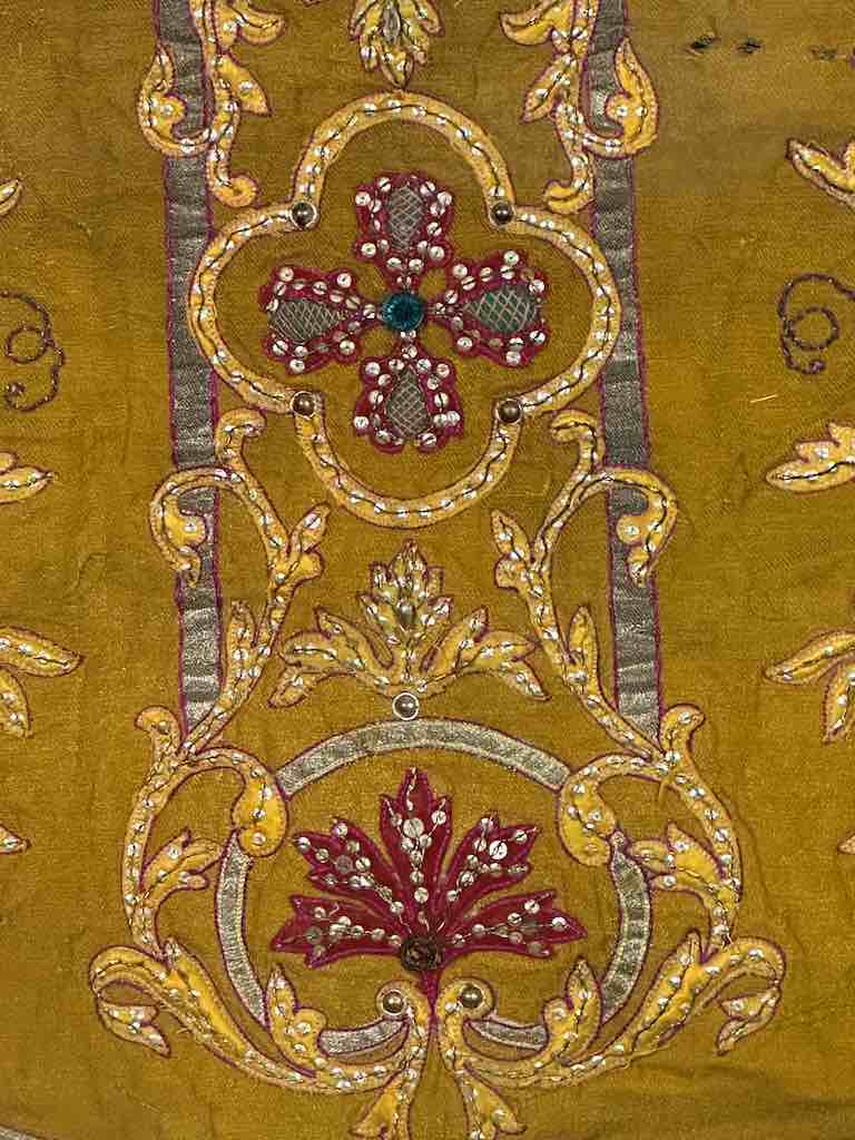 Antique Vietnamese Catholic Sacred Heart Cross Design Chasuble Authentic Ecclesiastical Cloth