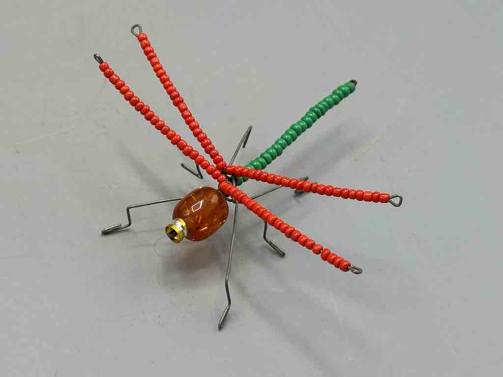 Beaded Wire Decor African Small Red Wing Dragonfly Insect