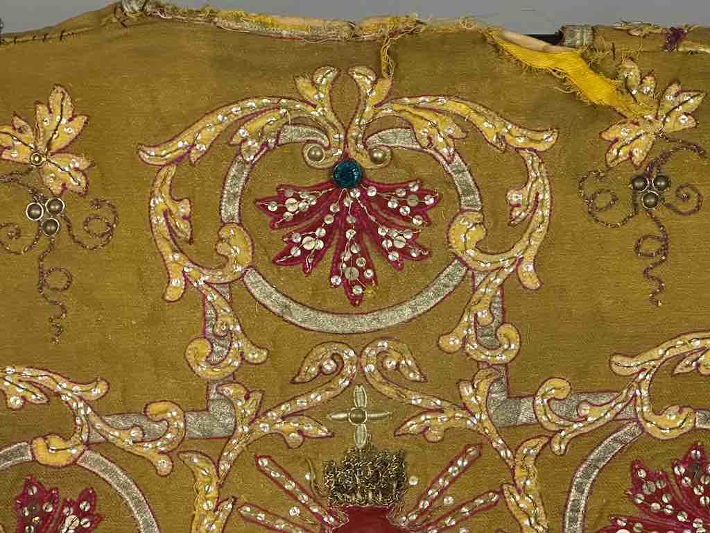 Antique Vietnamese Catholic Sacred Heart Cross Design Chasuble Authentic Ecclesiastical Cloth