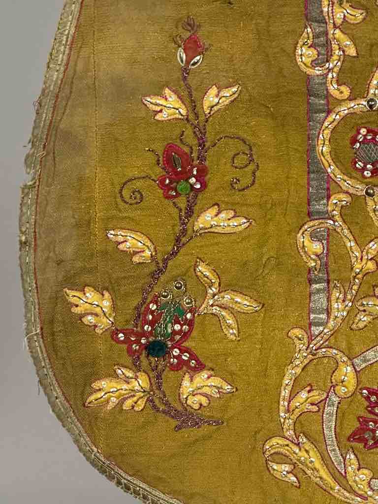 Antique Vietnamese Catholic Sacred Heart Cross Design Chasuble Authentic Ecclesiastical Cloth