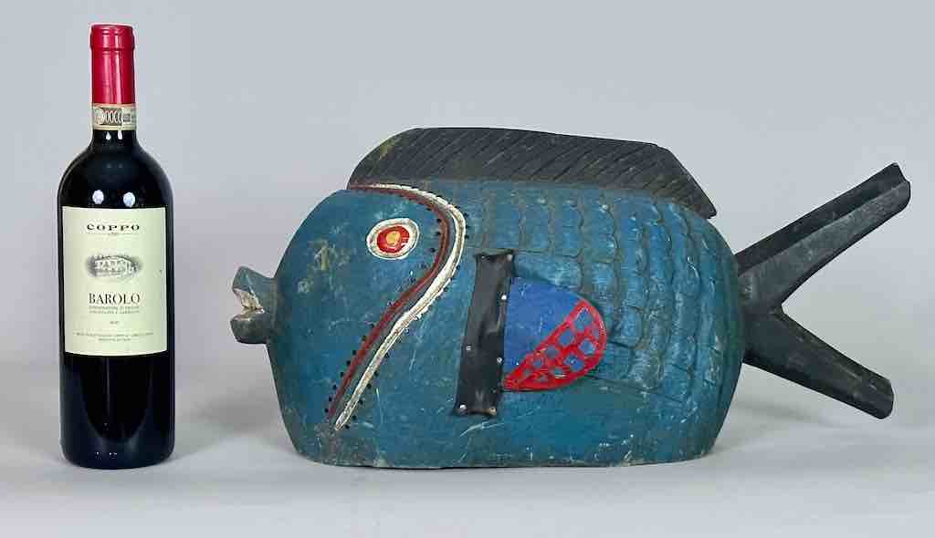 Tall Bozo Blue Fish Puppet Sculpture | 19"