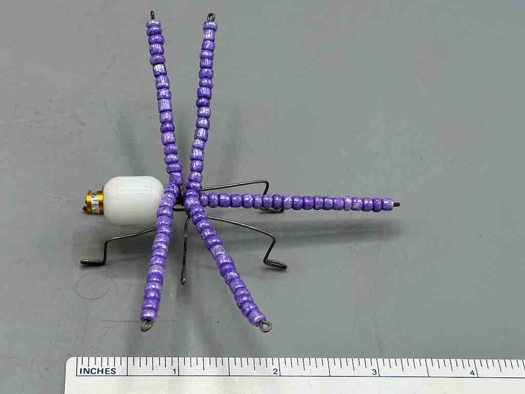 Beaded Wire Decor African Small Purple Wing Dragonfly Insect