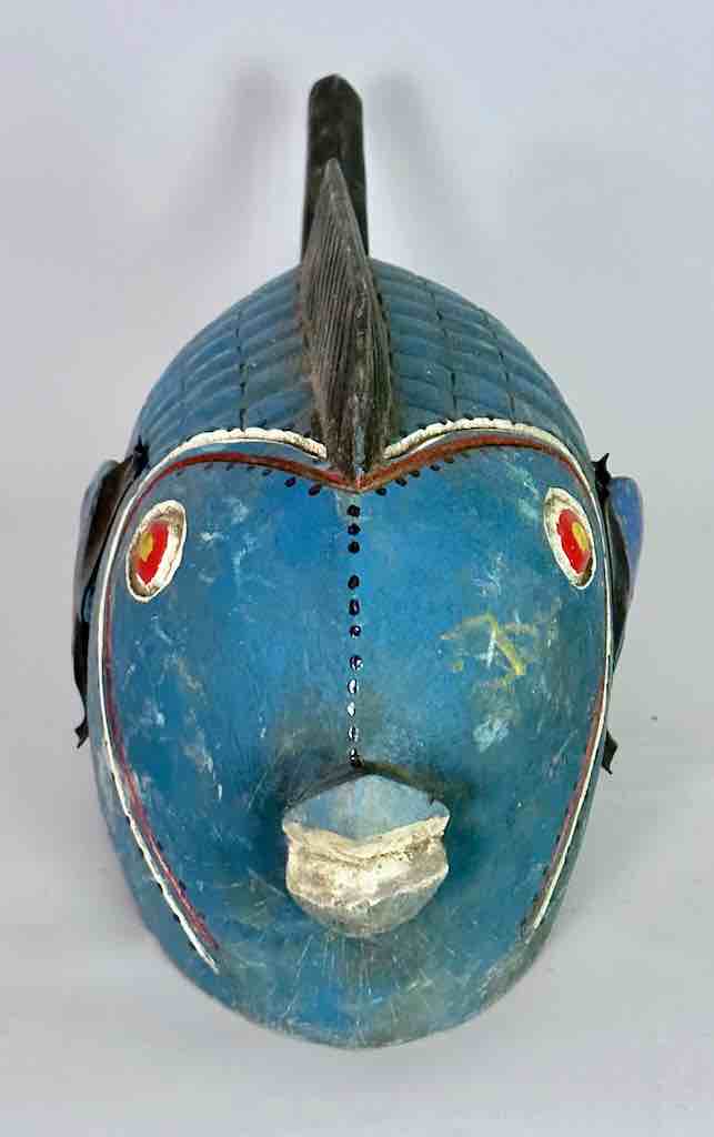 Tall Bozo Blue Fish Puppet Sculpture | 19"