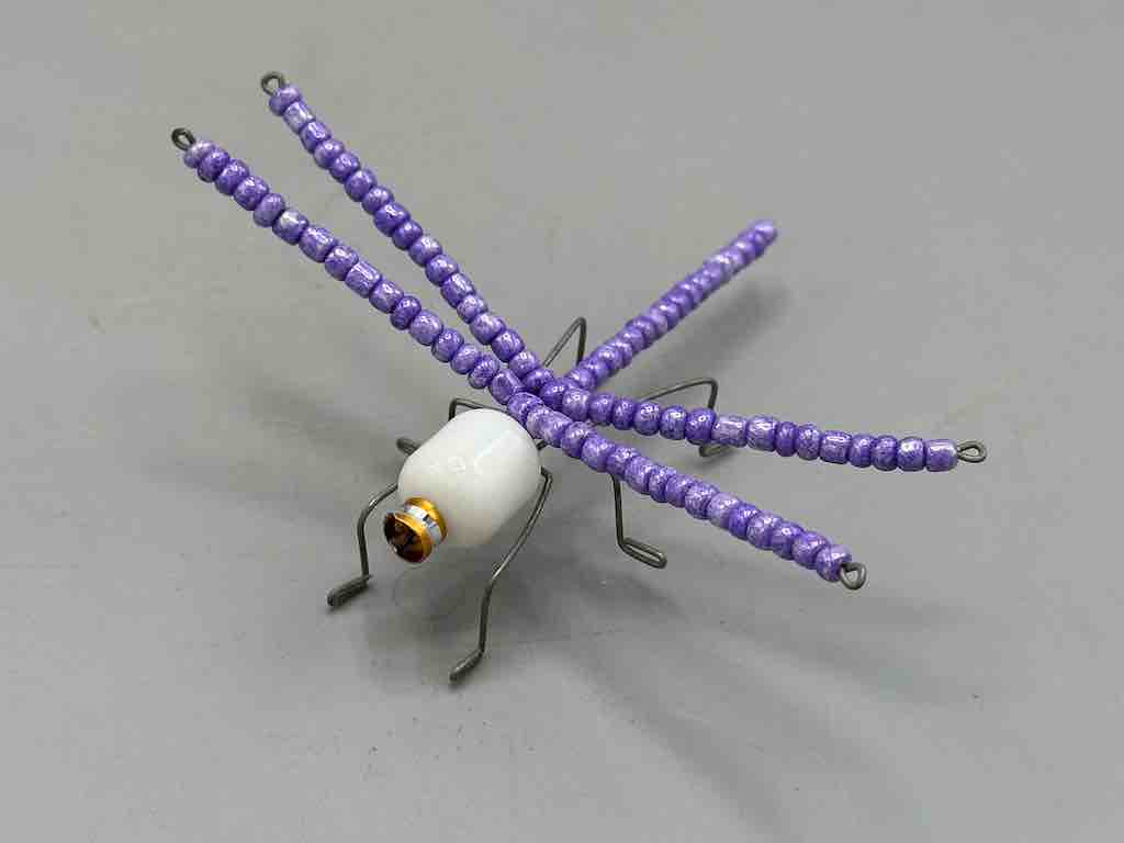 Beaded Wire Decor African Small Purple Wing Dragonfly Insect