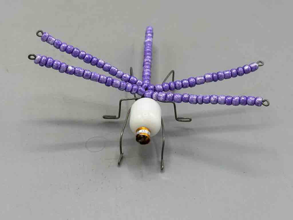 Beaded Wire Decor African Small Purple Wing Dragonfly Insect