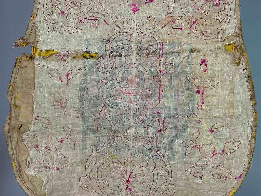 Antique Vietnamese Catholic Sacred Heart Cross Design Chasuble Authentic Ecclesiastical Cloth