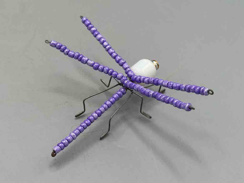 Beaded Wire Decor African Small Purple Wing Dragonfly Insect