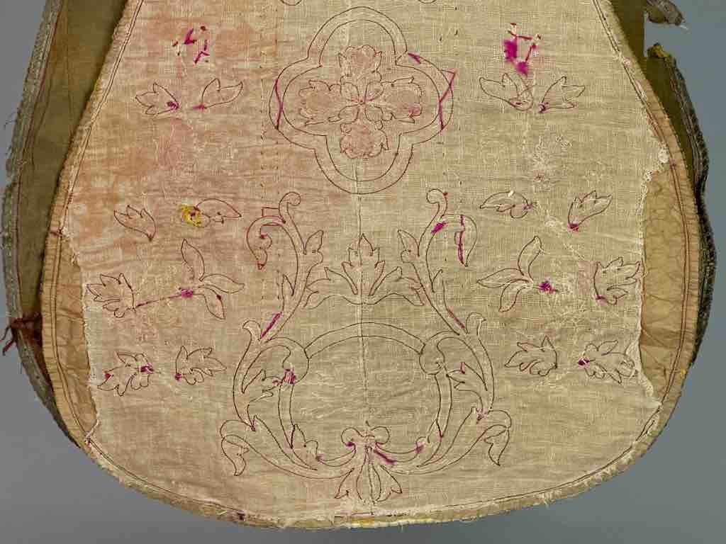 Antique Vietnamese Catholic Sacred Heart Cross Design Chasuble Authentic Ecclesiastical Cloth