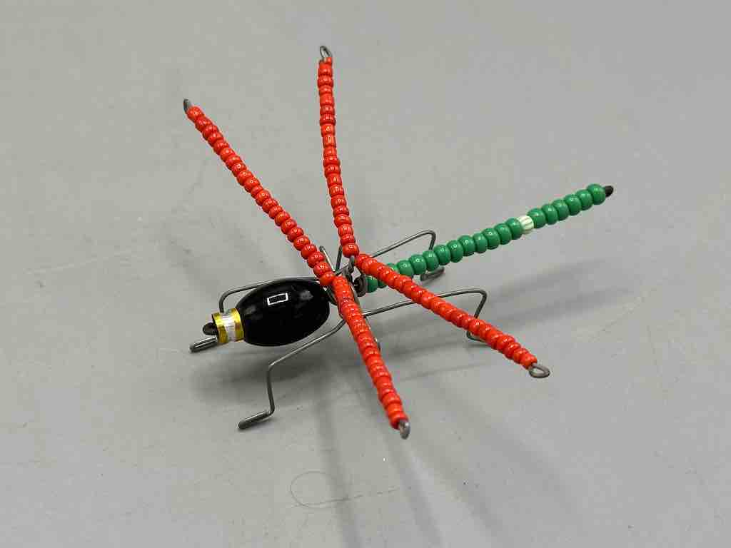 Beaded Wire Decor African Small Red Wing Dragonfly Insect