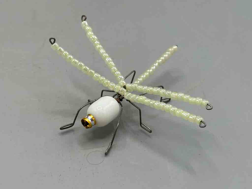 Beaded Wire Decor African Small White Wing Dragonfly Insect