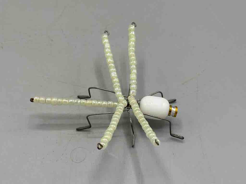 Beaded Wire Decor African Small White Wing Dragonfly Insect