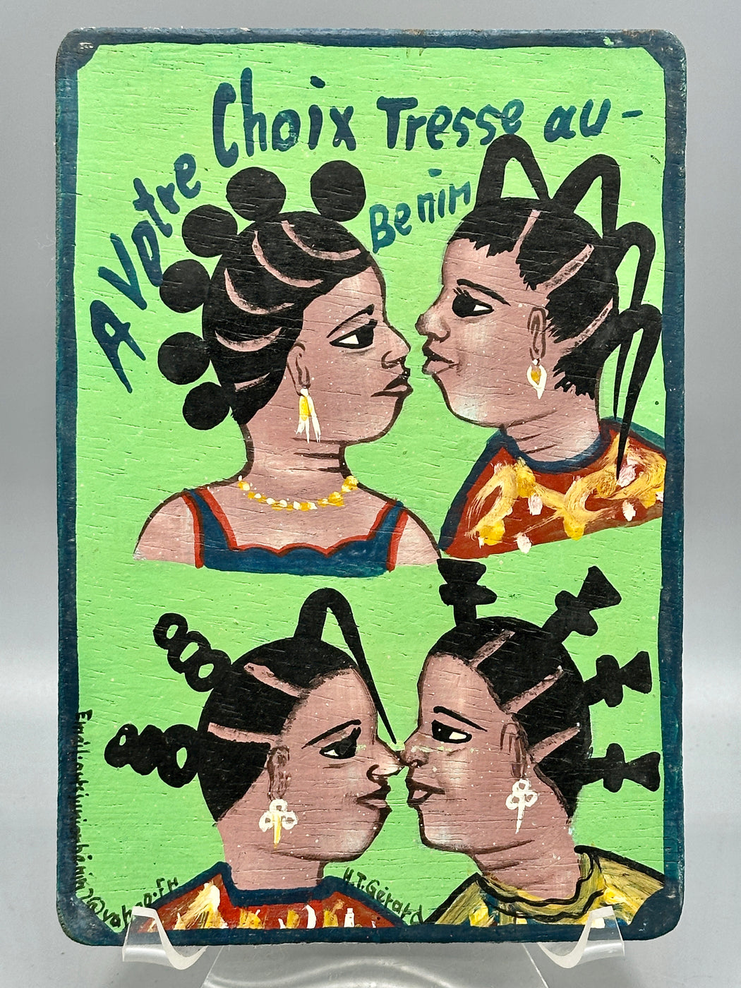 Original Small Beauty Salon Sign Painting on Wood from Benin