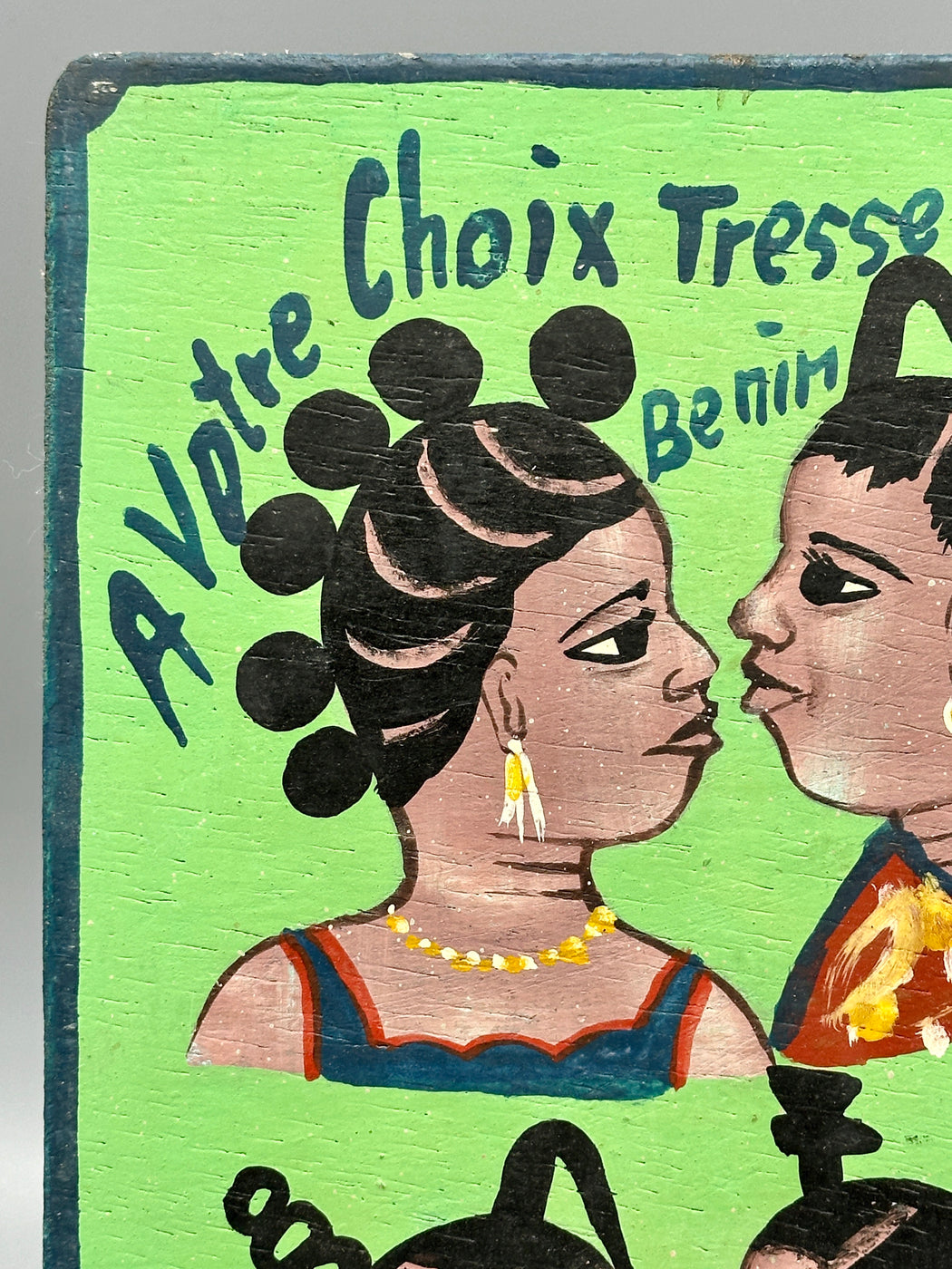 Original Small Beauty Salon Sign Painting on Wood from Benin