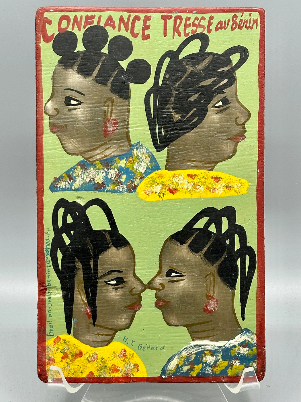 Original Small Beauty Salon Sign Painting on Wood from Benin