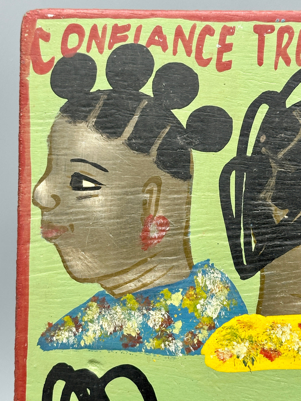 Original Small Beauty Salon Sign Painting on Wood from Benin