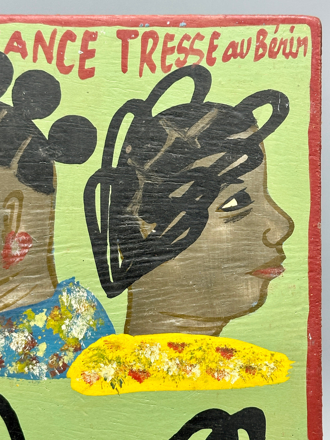 Original Small Beauty Salon Sign Painting on Wood from Benin