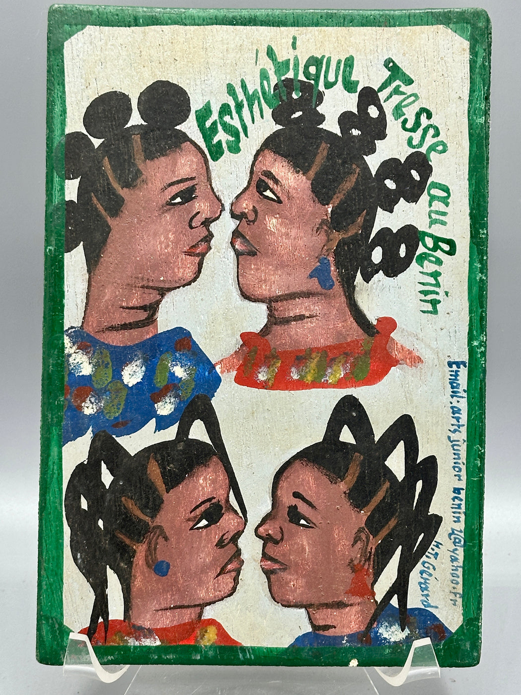 Original Small Beauty Salon Sign Painting on Wood from Benin