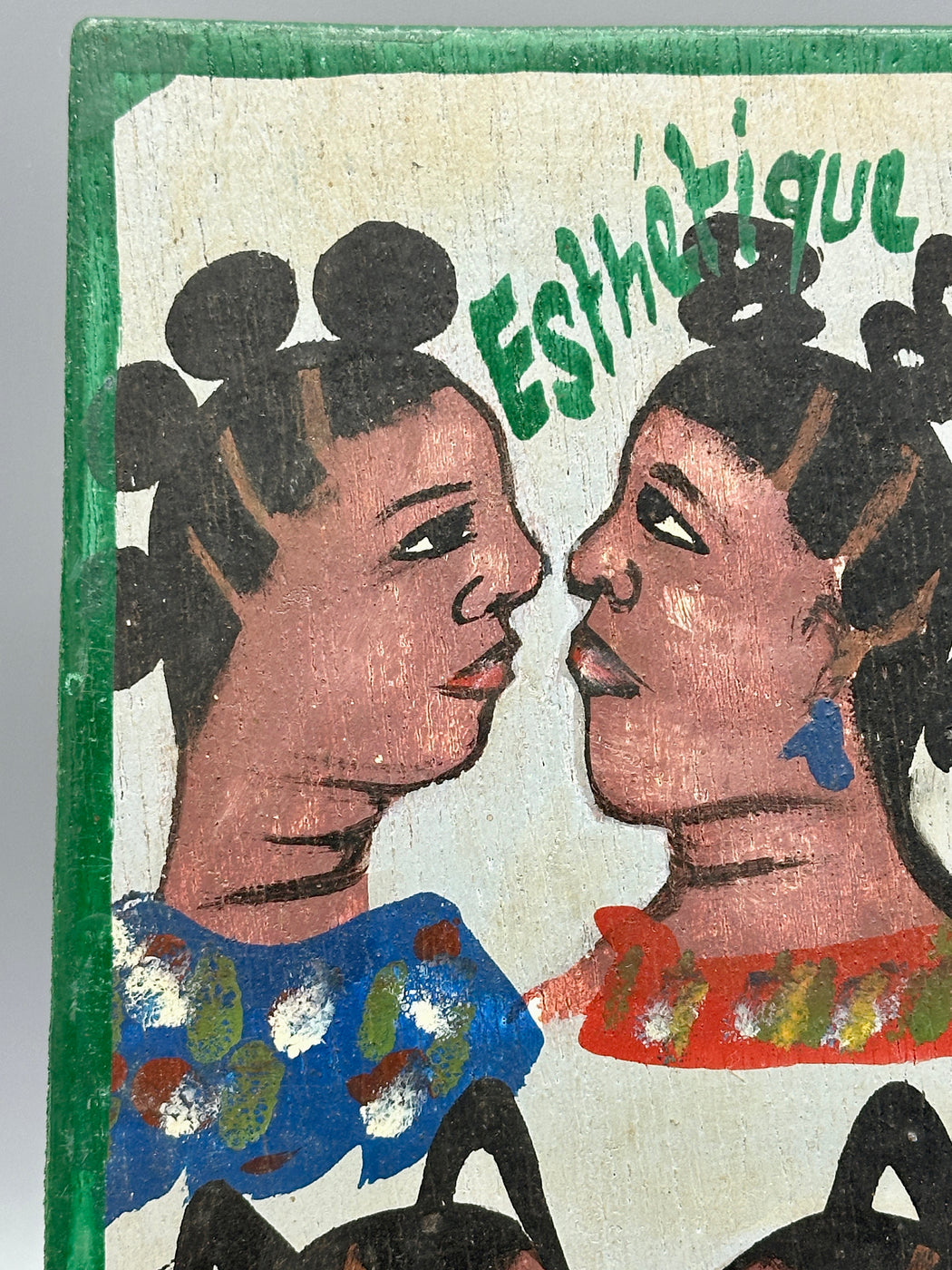 Original Small Beauty Salon Sign Painting on Wood from Benin