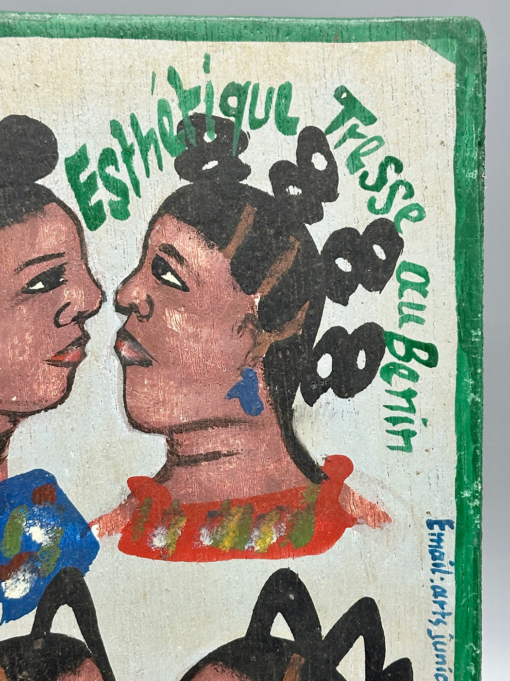 Original Small Beauty Salon Sign Painting on Wood from Benin
