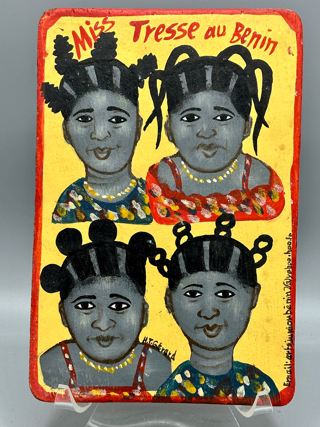 Original Small Beauty Salon Sign Painting on Wood from Benin