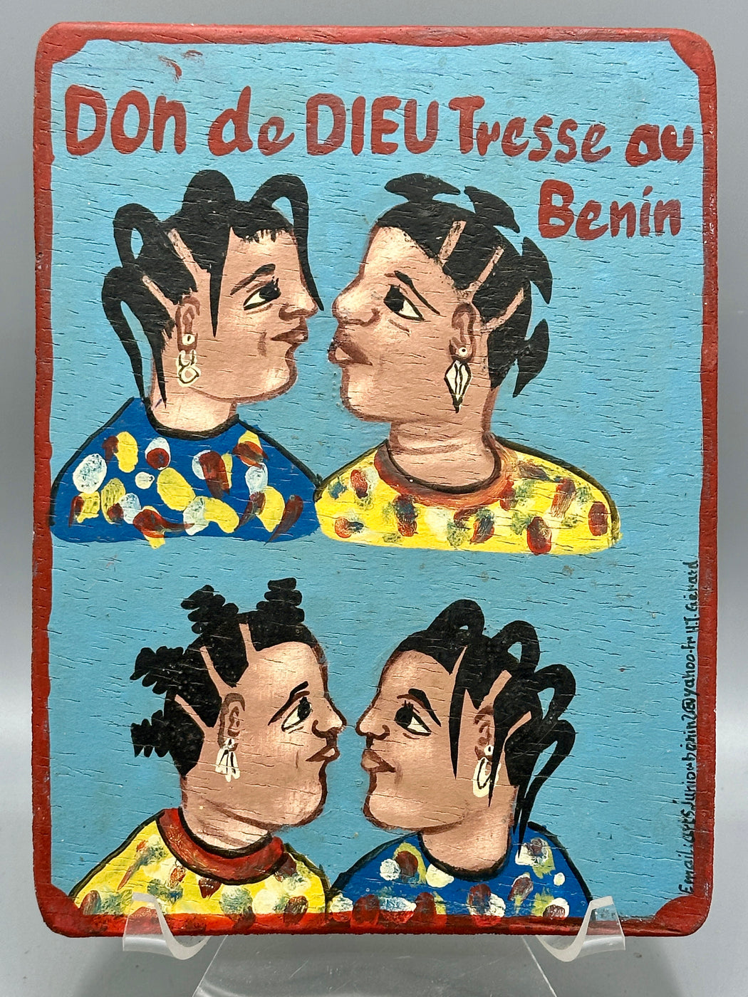 Original Small Beauty Salon Sign Painting on Wood from Benin